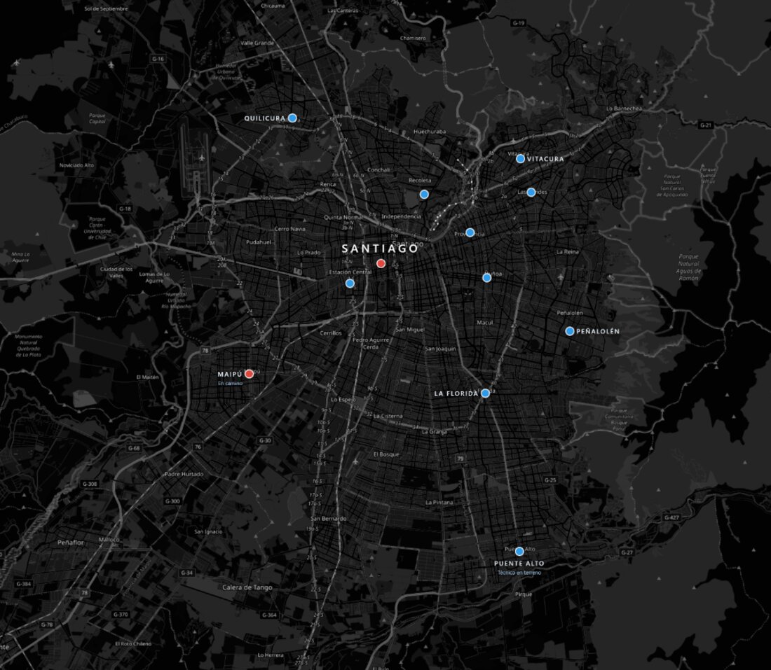 Mapa de cobertura en la Región Metropolitana
